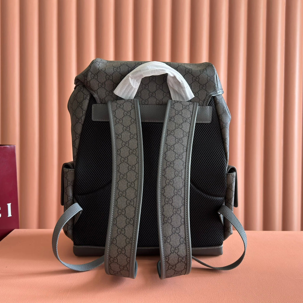 GUCCI 25S OPHIDIA MEDIUM BACKPACK 40 IN GREEN GRAY CALFSKIN