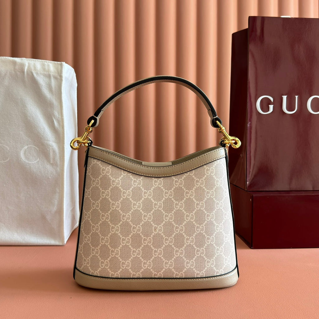 GUCCI 25S SHOULDER BAG 25 CM IN BEIGE CALFSKIN