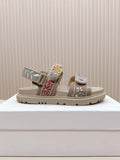 DIOR BACK-STRAP SANDALS 25S IN BEIGE CALFSKIN EMBROIDERED WITH PETITES FLEURS
