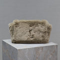 KATE SMALL BAG 22 IN ECRU BEIGE RABBIT FUR GOLD CHAIN